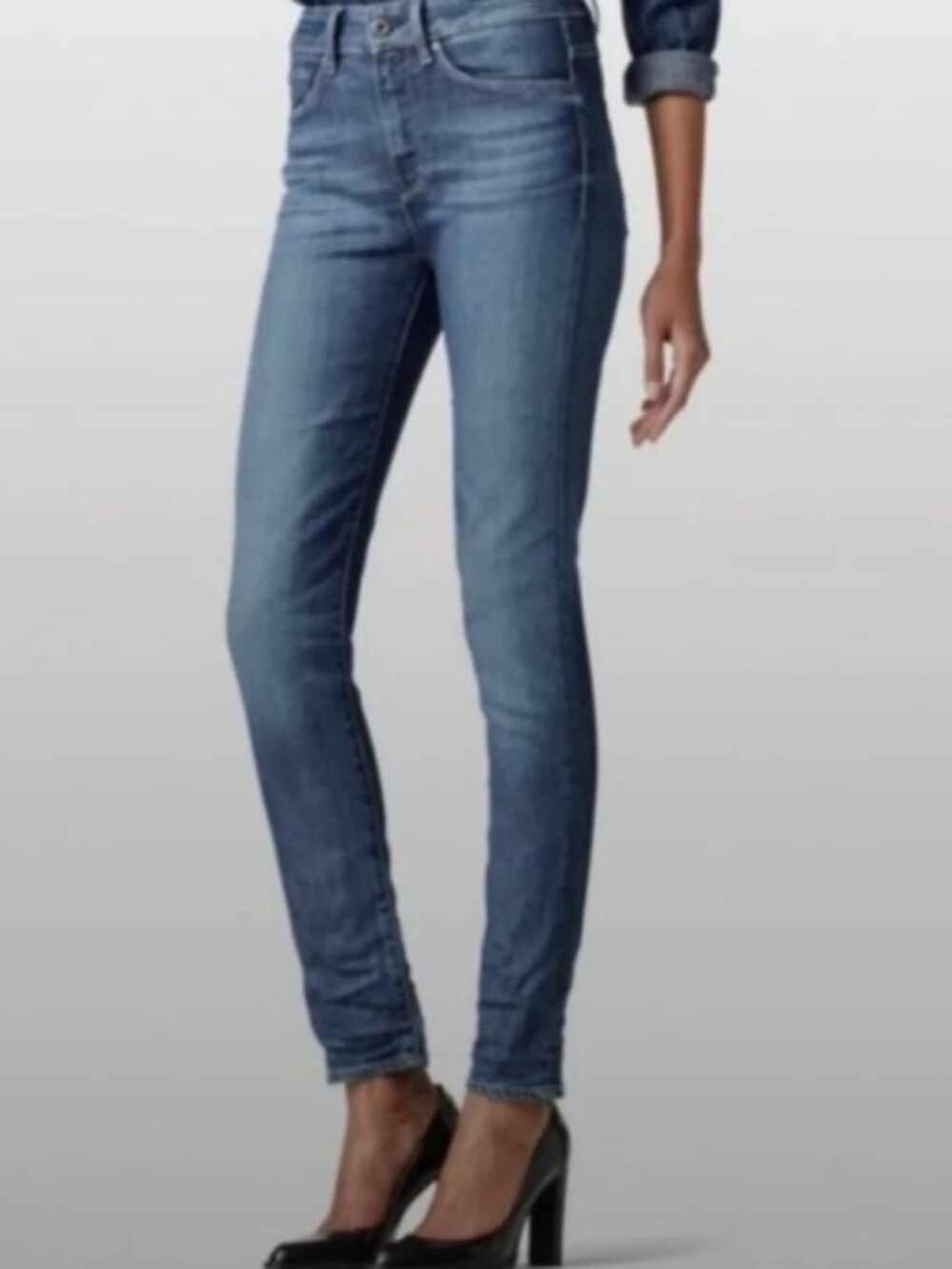G Star Raw 3301 Ultra High Rise Super Skinny Medium Wash Jeans 27 NWT